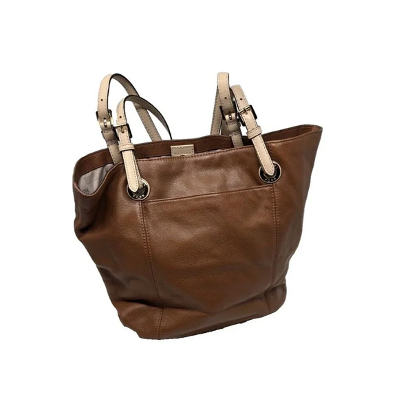 Michael Michael Kors Jet Set Caramel Pebbled Leather Double Handle Tote Bag - Picture 1 of 14